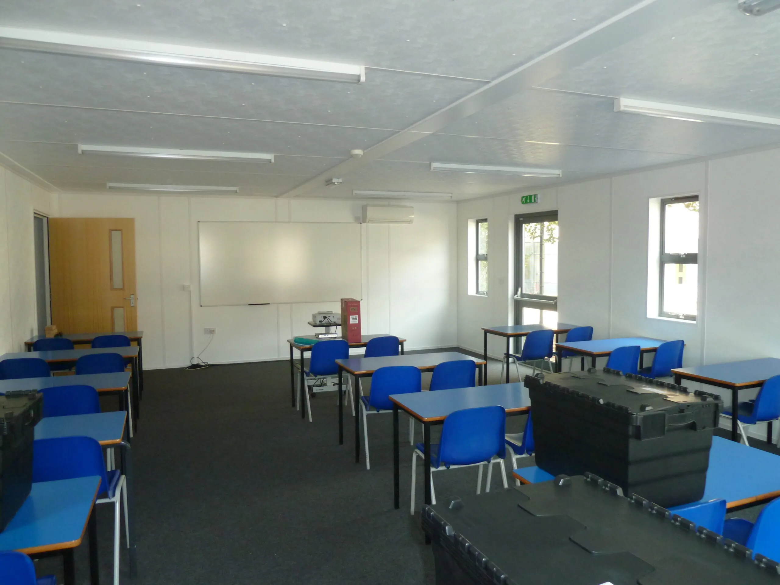 Inside a modular classroom
