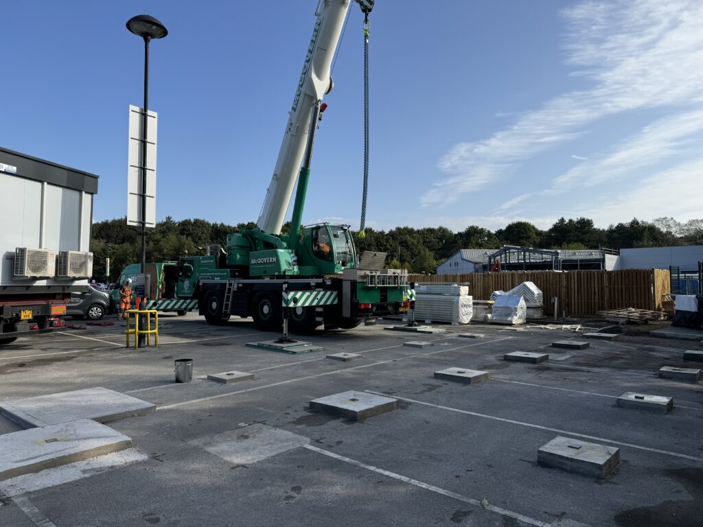 Image shows the groundworks for a modular school building